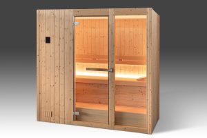 Sauna finlandese mod. HARVI (basso consumo) in legno di abete